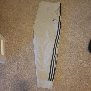 Adidas 3X men's Grey sweatpants. Black stripes zipper pockets elastic ankle band